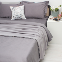 Плед Этель с бомбошками 110х160см серый флис