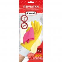 Перчатки хоз латексные с х/б напылением XL Komfi