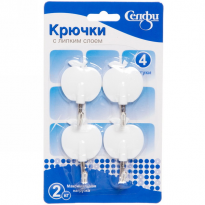 Крючки с липким слоем Селфи ИДЕЯДОМА 4шт нагрузка 2кг Яблоко белый