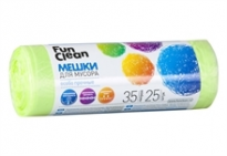 Мешки для мусора Fun Clean особопрочные салатовый 35л 25шт
