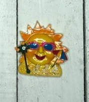 Магнит керамика солнце в очках, пляж QK