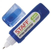 Ручка-коректор STAFF College, 6мл, металлич наконечник, плоский корпус