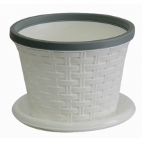 Кашпо Ротанг круглое 8,8л с подд белый