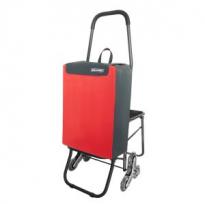 Сумка-тележка Попутчица с сиденьем Плюс цв черный-красный