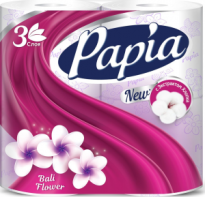 Бумага туалетная Papia Bali Flower аромат и рис 3сл белая 4шт